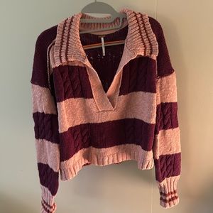 Free People XS striped cable knit sweater
